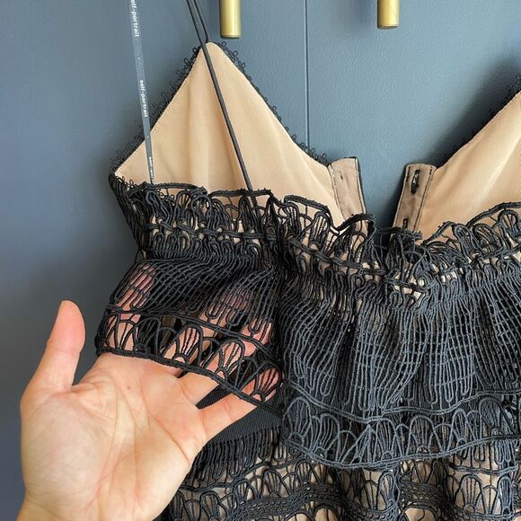 NWT Self Portrait Black Teardrop Guipure Lace Maxi Dress Sz 6 (Runs small!) - Picture 8 of 16